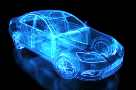 Automobile-Car-Xray-Cut-Away-Model-Glow-Blue